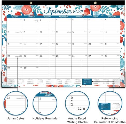 2025 Desk Calendar - Desk Calendar 2025 from January - December 2025,12 Months Desk Pad Calendar, 17" x 12", Large Ruled Blocks in Kuwait