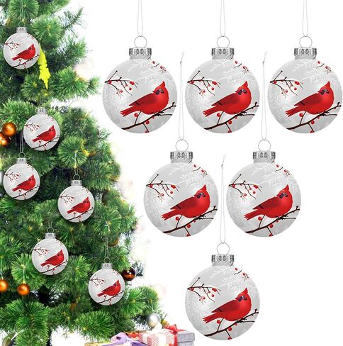 6 Pieces Glass Cardinal Bird Christmas Ornaments Red Cardinal Ornament Vintage Christmas Tree Ornaments in Memory of Loved One Christmas Memorial Gift in Saudi Arabia