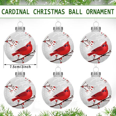 6 Pieces Glass Cardinal Bird Christmas Ornaments Red Cardinal Ornament Vintage Christmas Tree Ornaments in Memory of Loved One Christmas Memorial Gift in Saudi Arabia