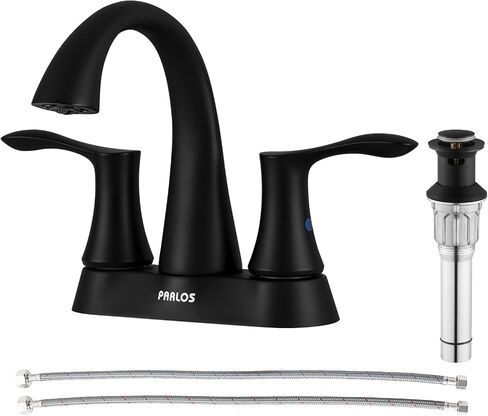 PARLOS 2-Handle Bathroom Sink Faucet with Metal Drain Assembly and Water Supply Hose, Brushed Nickel, Demeter 13625 in Saudi Arabia