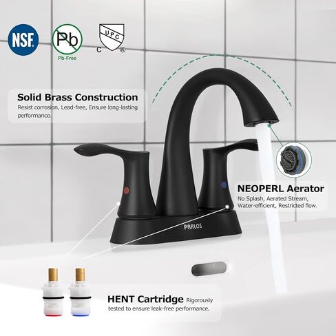 PARLOS 2-Handle Bathroom Sink Faucet with Metal Drain Assembly and Water Supply Hose, Brushed Nickel, Demeter 13625 in Saudi Arabia