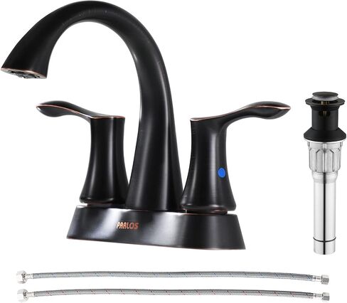 PARLOS 2-Handle Bathroom Sink Faucet with Metal Drain Assembly and Water Supply Hose, Brushed Nickel, Demeter 13625 in Saudi Arabia