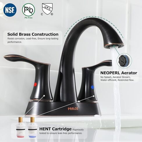 PARLOS 2-Handle Bathroom Sink Faucet with Metal Drain Assembly and Water Supply Hose, Brushed Nickel, Demeter 13625 in Saudi Arabia