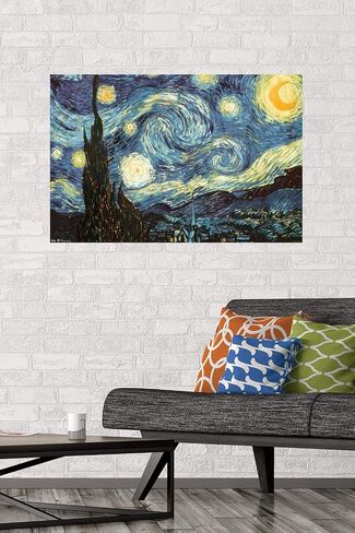 ملصق حائط من Trends International The Starry Night للفنان فنسنت فان جوخ، مقاس 22.375 بوصة × 34 بوصة، نسخة غير مؤطرة in Saudi Arabia