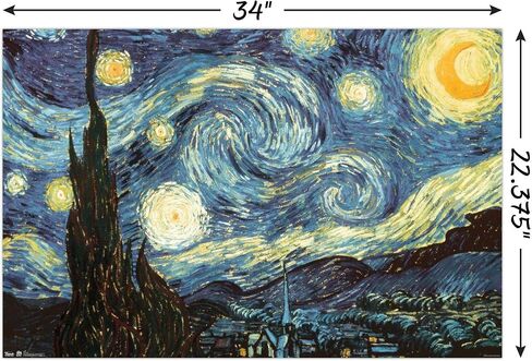 ملصق حائط من Trends International The Starry Night للفنان فنسنت فان جوخ، مقاس 22.375 بوصة × 34 بوصة، نسخة غير مؤطرة in Saudi Arabia