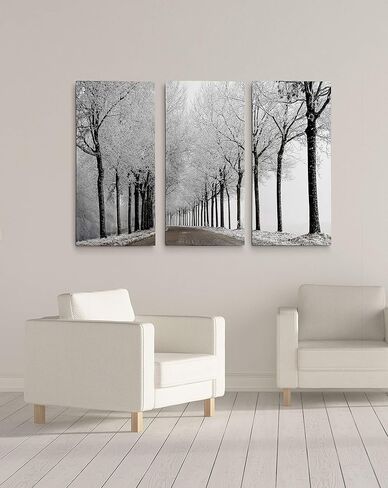 لوحة فنية جدارية مكونة من 3 لوحات فنية جدارية من Renditions Gallery Winter Curve للمنزل والمكتب وغرفة النوم in Kuwait