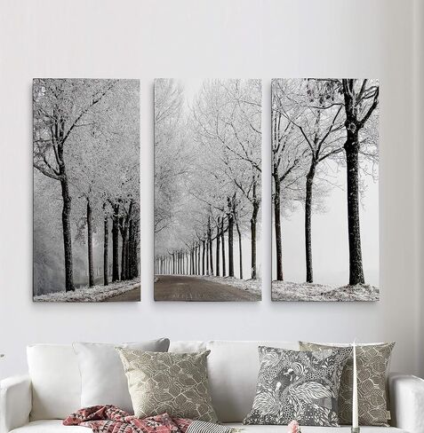 لوحة فنية جدارية مكونة من 3 لوحات فنية جدارية من Renditions Gallery Winter Curve للمنزل والمكتب وغرفة النوم in Kuwait