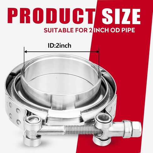 LCGP 2 Pack V-band Clamp,3" 304 Stainless Steel V-Band Clamp with Male and Female Flange Kit for Turbo Exhaust, Downpipe, Exhaust System, Etc in Saudi Arabia