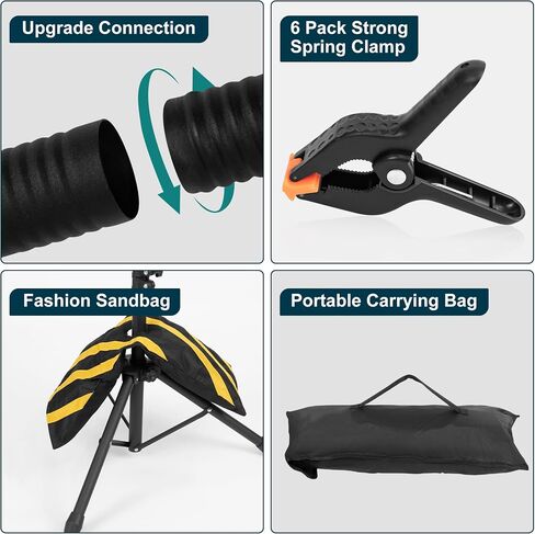 T-Shape Portable Backdrop Stand 6.5x3.2FT, Adjustable Photo Background Stand Kit, Small Backdrop Stand with 4 Spring Clamps, Sandbag, Carry Bag for Parties, Wedding, Photography, Decoration in Saudi Arabia
