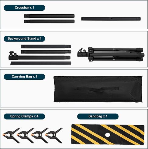 T-Shape Portable Backdrop Stand 6.5x3.2FT, Adjustable Photo Background Stand Kit, Small Backdrop Stand with 4 Spring Clamps, Sandbag, Carry Bag for Parties, Wedding, Photography, Decoration in Saudi Arabia