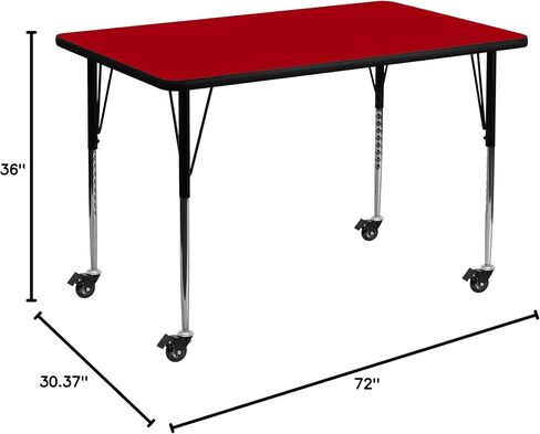 Flash Furniture Wren Mobile 36''W x 72''L Rectangular Oak Thermal Laminate Activity Table - Standard Height Adjustable Legs in Saudi Arabia