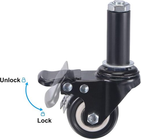uxcell Swivel Expanding Stem Caster with Brake 1.5" Diameter 22mm Stem 88Lbs Load Capacity, for Kitchen Prep Tables, PVC, Pack of 4 in Kuwait