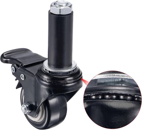 uxcell Swivel Expanding Stem Caster with Brake 1.5" Diameter 22mm Stem 88Lbs Load Capacity, for Kitchen Prep Tables, PVC, Pack of 4 in Kuwait