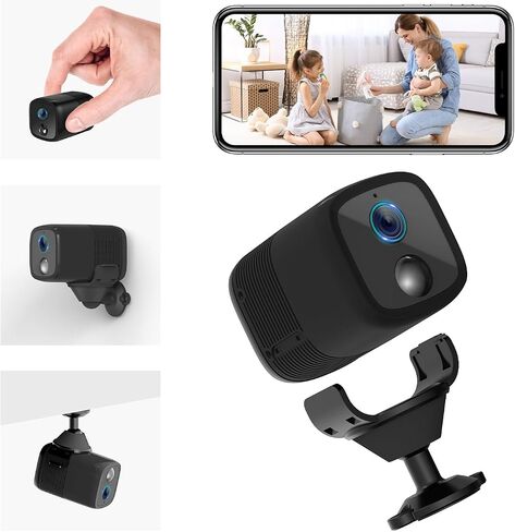 Spy Camera WiFi Mini Camera 2 Pack, Spy Camera Wireless with 5200mAh Battery, 1080P Wire-Free Portable Indoor Camera, 160° Viewing Angle, Smart Human Detection Alerts, 33 ft Night Vision in Saudi Arabia