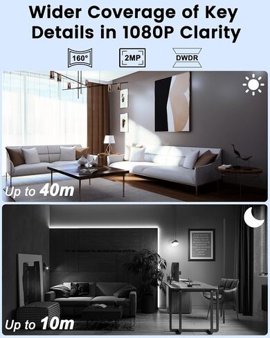 Spy Camera WiFi Mini Camera 2 Pack, Spy Camera Wireless with 5200mAh Battery, 1080P Wire-Free Portable Indoor Camera, 160° Viewing Angle, Smart Human Detection Alerts, 33 ft Night Vision in Saudi Arabia