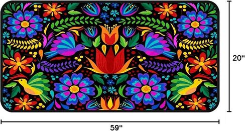 Colorful Mexican Floral Doormat Area Rugs Floor Mat for Patio Front Door Entry Garage Kitchen Bathroom 20x59 in in Saudi Arabia