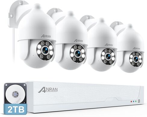 ANRAN 8MP PoE Security Camera System, 4K Outdoor/Indoor CCTV Cameras with 8CH NVR for Home Surveillance System, Wired PTZ Cam Kit w/Motion Sensor, Auto Tracking, Color Night Vision, 24/7 Record in Saudi Arabia