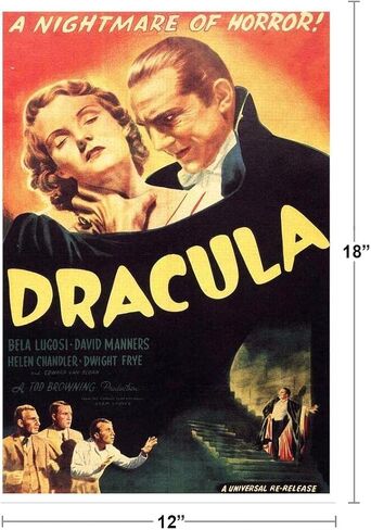 Dracula 1931 Bela Lugosi Nightmare Of Horror Retro Vintage Horror Movie Poster Horror Movie Merchandise Monster Memorabilia Spooky Scary Halloween Decorations Cool Wall Art Print Poster 16x24 in Saudi Arabia
