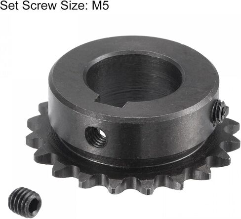 uxcell 20 Tooth Roller Sprocket B Type, 25 Chain, Single Strand 1/4" Pitch, 20mm Bore Black Oxide C45 Carbon Steel, Keyway with Set Screws for ISO 04C in Saudi Arabia