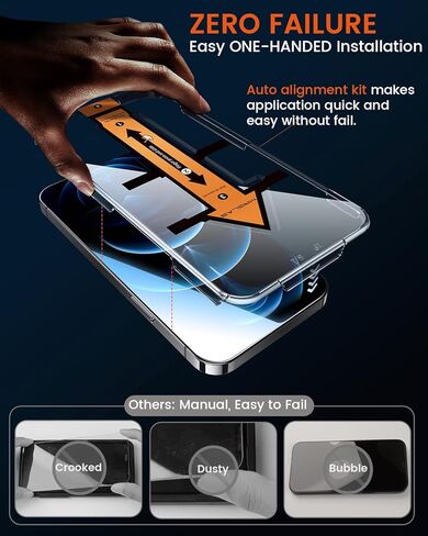 واقي شاشة MRGLAS مكون من 4 قطع لهاتف iPhone 16 Pro Max [9H+ زجاج فضائي من الدرجة العسكرية] [مجموعة المحاذاة التلقائية] [HD Clear] طبقة زجاجية مقواة مقاومة للكسر لهاتف 16 Pro Max 6.9 بوصة، بدون فقاعات in Kuwait
