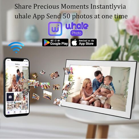 10.1 Inch WiFi Digital Picture Frame, 1280x800 HD IPS Touch Screen Photo Frame Electronic, Auto-Rotate, Share Photos/Videos Instantly via Uhale Free App from Anywhere in Kuwait
