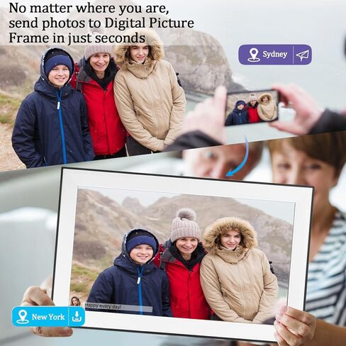 10.1 Inch WiFi Digital Picture Frame, 1280x800 HD IPS Touch Screen Photo Frame Electronic, Auto-Rotate, Share Photos/Videos Instantly via Uhale Free App from Anywhere in Kuwait