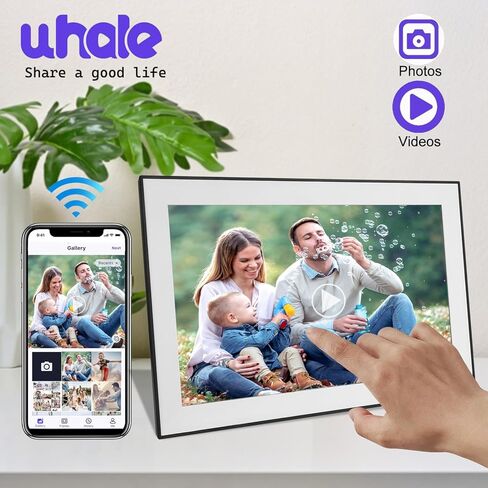 10.1 Inch WiFi Digital Picture Frame, 1280x800 HD IPS Touch Screen Photo Frame Electronic, Auto-Rotate, Share Photos/Videos Instantly via Uhale Free App from Anywhere in Kuwait