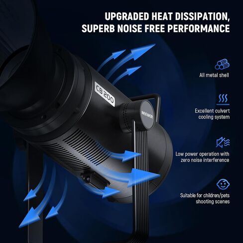 NEEWER CB200B 210W COB LED Video Light with 2.4G/APP Control, 2700K-6500K Bi Color Continuous Output Lighting with Bowens Mount, 90000lux/1m, CRI/TLCI97+, 12 Effects, Diffuser in Saudi Arabia