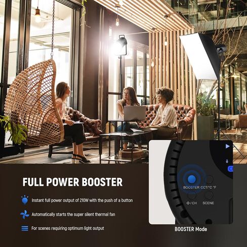 NEEWER CB200B 210W COB LED Video Light with 2.4G/APP Control, 2700K-6500K Bi Color Continuous Output Lighting with Bowens Mount, 90000lux/1m, CRI/TLCI97+, 12 Effects, Diffuser in Saudi Arabia