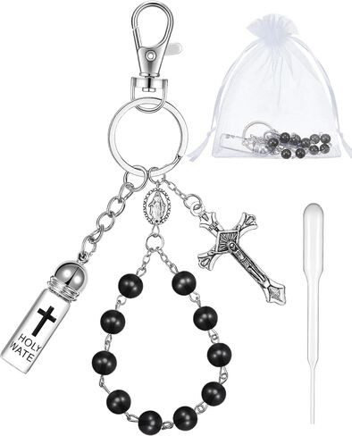 Holy Water Bottles Rosary Keychain Holy Water Keychain Holy Water Container Holy Water Bottles with Eyedropper for Catholic Christian First Communion Gift Baptism Party Church in Saudi Arabia