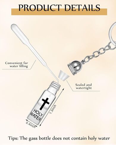 Holy Water Bottles Rosary Keychain Holy Water Keychain Holy Water Container Holy Water Bottles with Eyedropper for Catholic Christian First Communion Gift Baptism Party Church in Saudi Arabia