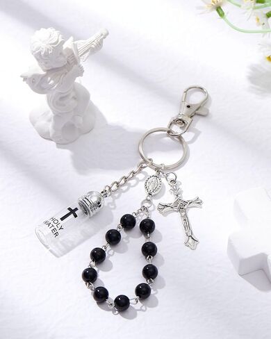 Holy Water Bottles Rosary Keychain Holy Water Keychain Holy Water Container Holy Water Bottles with Eyedropper for Catholic Christian First Communion Gift Baptism Party Church in Saudi Arabia