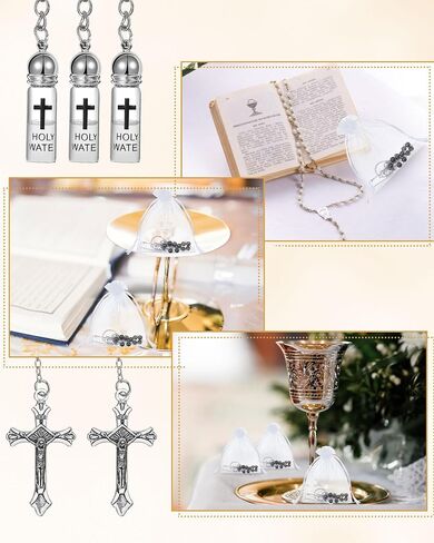 Holy Water Bottles Rosary Keychain Holy Water Keychain Holy Water Container Holy Water Bottles with Eyedropper for Catholic Christian First Communion Gift Baptism Party Church in Saudi Arabia