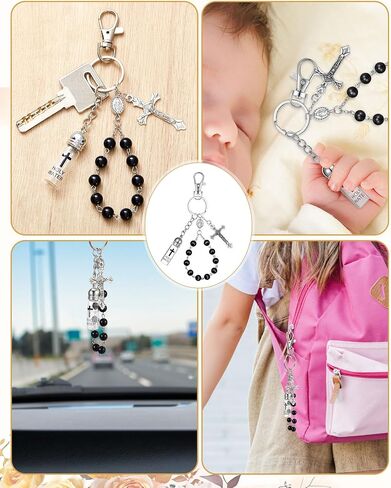 Holy Water Bottles Rosary Keychain Holy Water Keychain Holy Water Container Holy Water Bottles with Eyedropper for Catholic Christian First Communion Gift Baptism Party Church in Saudi Arabia
