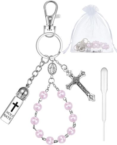 Holy Water Bottles Rosary Keychain Holy Water Keychain Holy Water Container Holy Water Bottles with Eyedropper for Catholic Christian First Communion Gift Baptism Party Church in Saudi Arabia