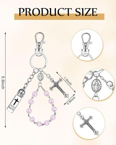 Holy Water Bottles Rosary Keychain Holy Water Keychain Holy Water Container Holy Water Bottles with Eyedropper for Catholic Christian First Communion Gift Baptism Party Church in Saudi Arabia