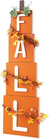glitzhome GH31362R1 Fall Wooden Welcome Scarecrow Porch Sign Hanging Wall Decor, Orange in Saudi Arabia