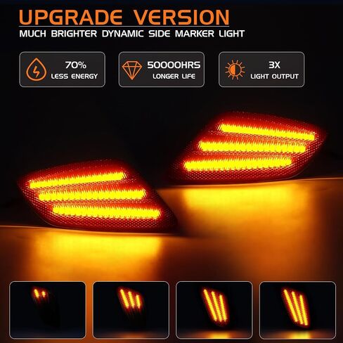 مصابيح إشارة الانعطاف الأمامية LED وأضواء العلامات الجانبية LED لسيارة جيب رانجلر TJ 1997-2006، عدسة مدخنة كهرمان فندر DRL مجموعة مصابيح إيقاف السيارة 4 قطع in Kuwait