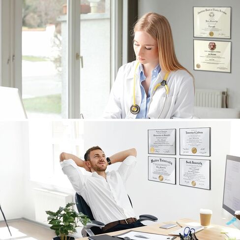 Mantello Modern Minimalist 8.5 x 11 Document Frame Diploma Frames | Set of 6 Clear Acrylic Frames | Sleek Borderless Certificate Frame, Wall or Tabletop, 8.5x11 inch Letter Size Display | 6-Pack Clear in Kuwait