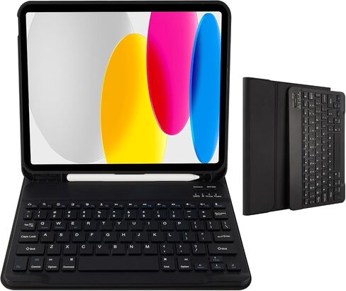 حافظة لوحة مفاتيح لجهاز iPad الجيل العاشر 10.9 بوصة 2022 (A2696/A2757/A2777)، حافظة لوحة مفاتيح ذكية نحيفة مع لوحة مفاتيح بلوتوث قابلة للفصل وحامل أقلام لجهاز iPad الجيل العاشر in Saudi Arabia