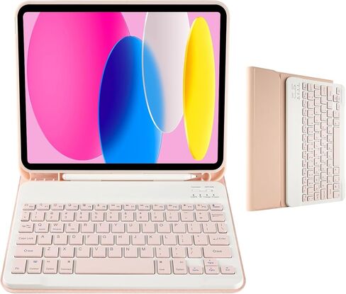 حافظة لوحة مفاتيح لجهاز iPad الجيل العاشر 10.9 بوصة 2022 (A2696/A2757/A2777)، حافظة لوحة مفاتيح ذكية نحيفة مع لوحة مفاتيح بلوتوث قابلة للفصل وحامل أقلام لجهاز iPad الجيل العاشر in Saudi Arabia