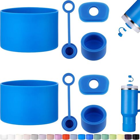 HYZ 8 Piece Stanley Cup Accessories, Silicone Spill Proof Stopper Set and Protective Boot Including Straw Cover Cap for Stanley H2.0 20oz 30oz 40oz Tumbler, Black in Kuwait