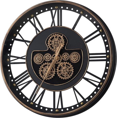 SOFE 20 Inches Large Wall Clocks for Living Room Decor, Real Moving Gear Clock, Battery Wall Clock Silent, Modern Decorative Clock, Arabic Numeral Metal Clock for Wall in Bathroom, Office in Saudi Arabia