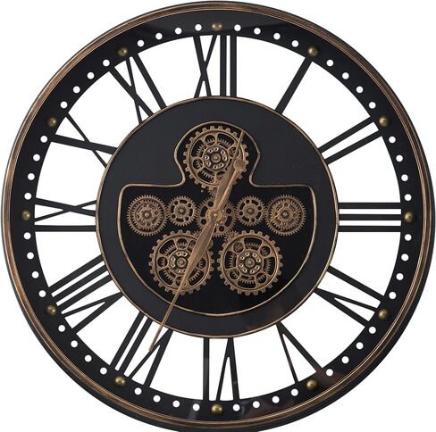 SOFE 20 Inches Large Wall Clocks for Living Room Decor, Real Moving Gear Clock, Battery Wall Clock Silent, Modern Decorative Clock, Arabic Numeral Metal Clock for Wall in Bathroom, Office in Saudi Arabia