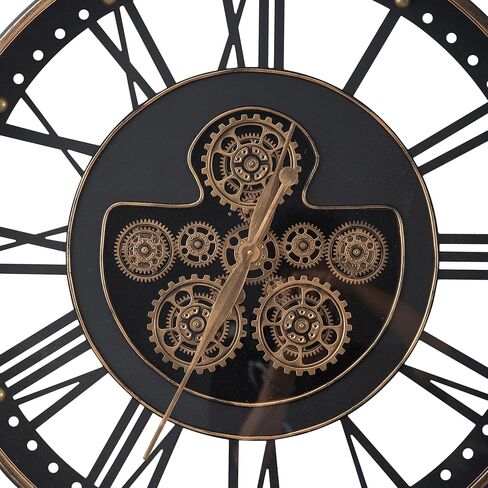 SOFE 20 Inches Large Wall Clocks for Living Room Decor, Real Moving Gear Clock, Battery Wall Clock Silent, Modern Decorative Clock, Arabic Numeral Metal Clock for Wall in Bathroom, Office in Saudi Arabia