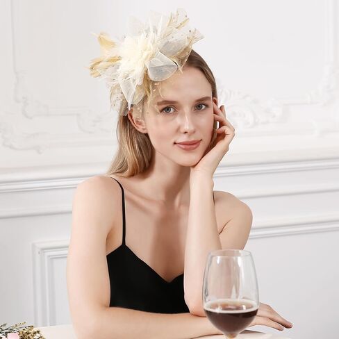 Fascinators Hat Kentucky Derby Hats Clip Hat Wedding Cocktail Tea Party Headwear for Women Navy Blue in Saudi Arabia