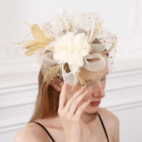 Fascinators Hat Kentucky Derby Hats Clip Hat Wedding Cocktail Tea Party Headwear for Women Navy Blue in Saudi Arabia