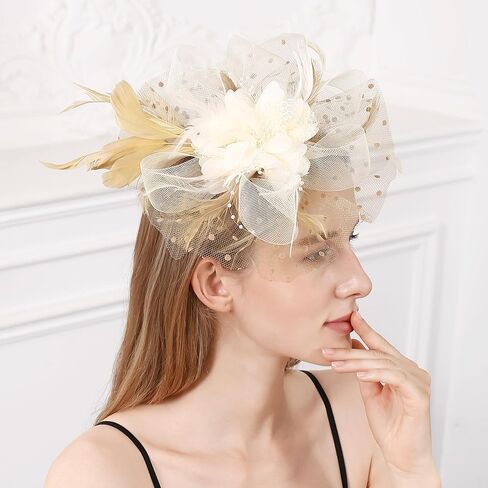 Fascinators Hat Kentucky Derby Hats Clip Hat Wedding Cocktail Tea Party Headwear for Women Navy Blue in Saudi Arabia