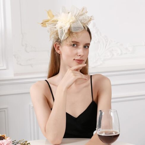 Fascinators Hat Kentucky Derby Hats Clip Hat Wedding Cocktail Tea Party Headwear for Women Navy Blue in Saudi Arabia