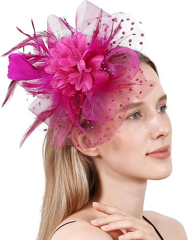 Fascinators Hat Kentucky Derby Hats Clip Hat Wedding Cocktail Tea Party Headwear for Women Navy Blue in Saudi Arabia
